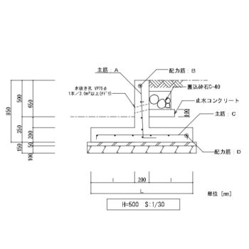 逆T型擁壁（H=500）