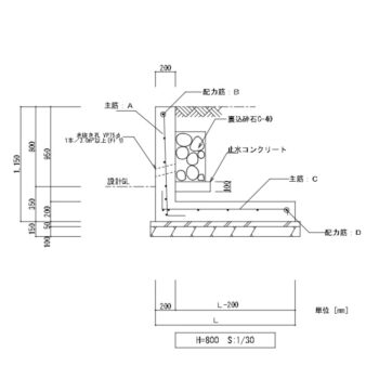L型擁壁（H=800）_木造平屋設置可