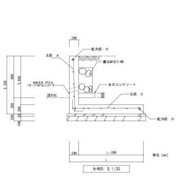 L型擁壁（H=900）_木造平屋設置可